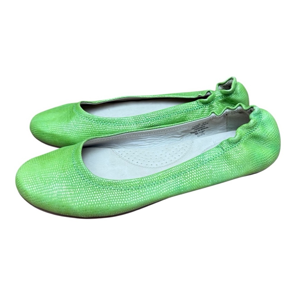 L.L. Bean Green Textured Elastic-Back Ballet Flats